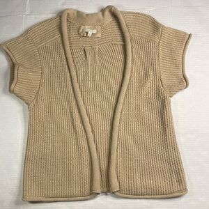VTG Old Navy Cozy Tan Open-Front Sweater Vest Cardigan